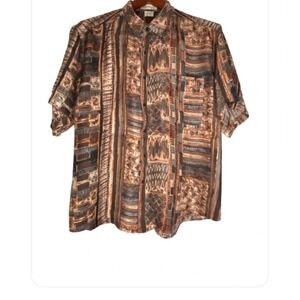 Montage Pour Homme 100%‎  Silk Button up pocket Shirt Men's XL